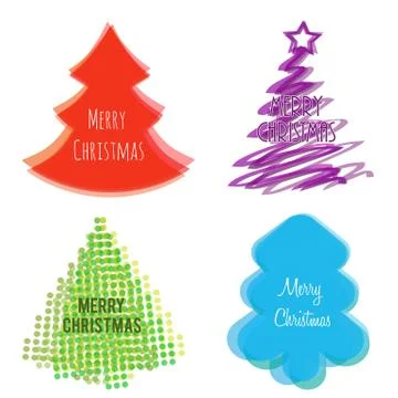 Christmas tree set flat style Stock Illustration