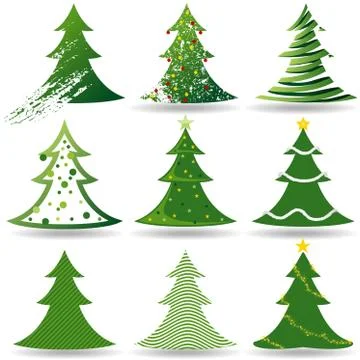 Christmas Tree Set Stock Illustration