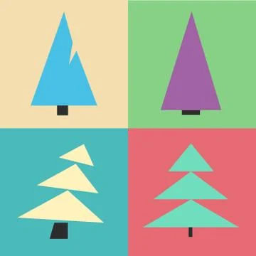 Christmas tree set Stock Illustration