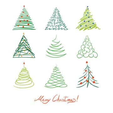 Christmas tree set. Stock Illustration