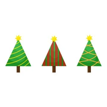 Christmas tree set isolated on white background Stock Illustration