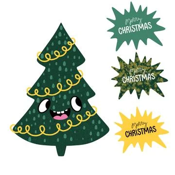 Christmas tree set new year pattern for wrapping paper and fabrics Stock Illustration