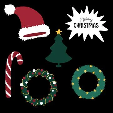 Christmas tree set new year pattern for wrapping paper and fabrics Stock Illustration