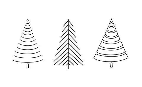 Christmas tree set simple hand drawn outline doodle vector illustration for Illustrazione stock