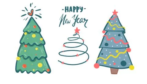 Christmas tree set. Vector illustration of Christmas tree on a white background Stock Illustration