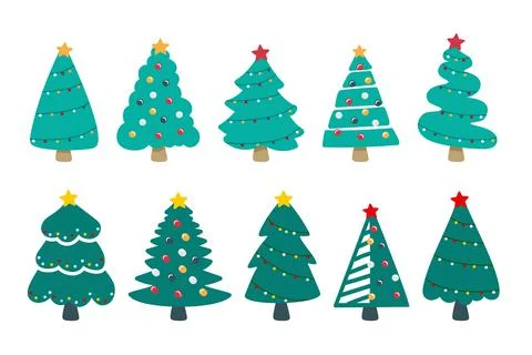 Christmas tree set. Vector illustration in a flat style. The concept of Chris Stock Illustration