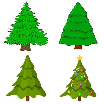 Christmas tree set, vector illustration. Can be used for greeting card, invit Illustrazione stock