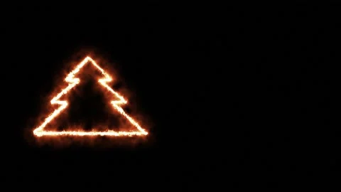 Christmas tree shape burning on a black background. Stock Footage 145103312