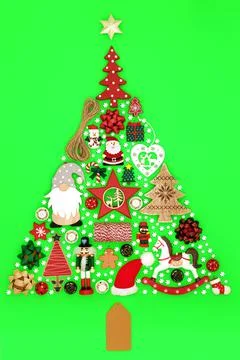 Christmas Tree Shape Concept with Old Fashioned Decorations Foto stock