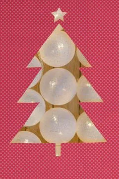 Christmas Tree Shape With Festive Light Decoration Stock Photos