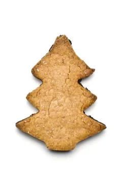 Christmas tree shape gingerbread biscuit Stock Photos