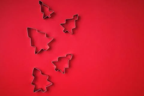 Christmas tree shape gingerbread cookie cutters of different sizes Stock Photos