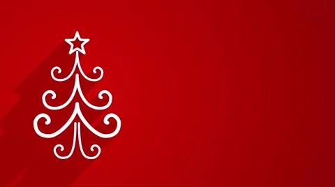 Christmas tree shape with long shadows on red 4k (4096x2304) Stock Footage 54649790