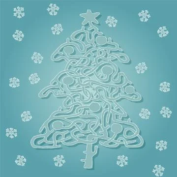 Christmas Tree Shape Maze Game Stock Illustration