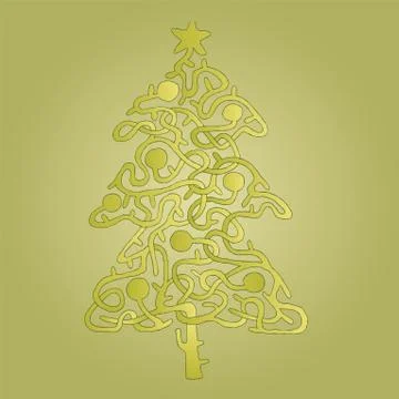 Christmas Tree Shape Maze Game Иллюстрация