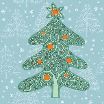 Christmas Tree Shape Maze Game Stock Illustration