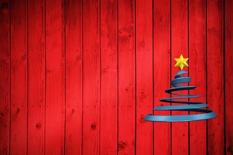 Christmas tree shape on red wood Stock Illustration