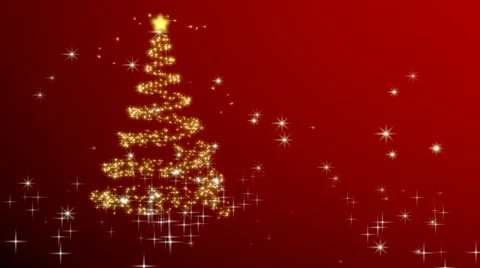 Christmas tree shape with stars - red. 4k UHD. Video stock 42804471
