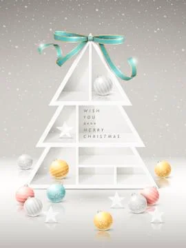 Christmas tree shelves with decorations Stock Illustration