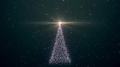Christmas tree with shining light and falling snow, 4K holiday live wallpaper Stock Footage 220686871