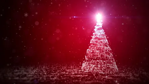 Christmas tree with shining light with particles, falling snowflakes Stock Footage 221159517
