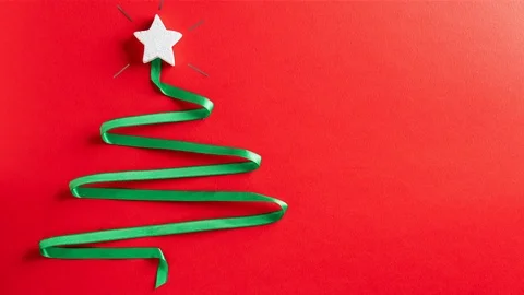 Christmas tree with shining star, stop motion animation. Stock Footage 119725062