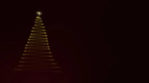 Christmas Tree with Shiny Particles and Glowing Stars on Christmas Background Stock Illustration
