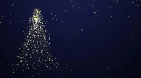 Christmas Tree with Shiny Particles and Glowing Stars on Christmas Background Stock Illustration
