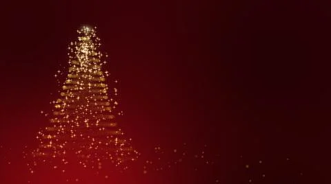 Christmas Tree with Shiny Particles and Glowing Stars on Christmas Background Stock Illustration