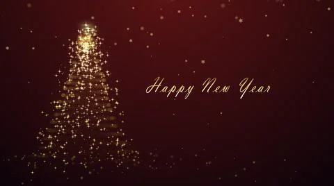 Christmas Tree with Shiny Particles and Glowing Stars on Christmas Background Stock Illustration