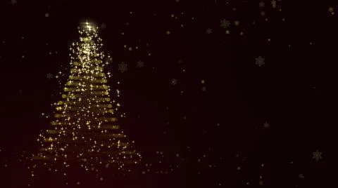 Christmas Tree with Shiny Particles and Glowing Stars on Christmas Background Stock Illustration