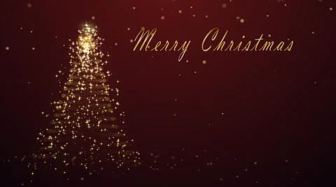 Christmas Tree with Shiny Particles and Glowing Stars on Christmas Background Stock Illustration