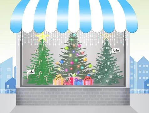 Christmas tree shop Stock Illustration