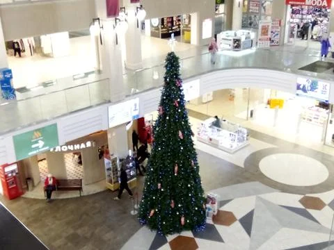 Christmas tree in a shopping center Stock Photos