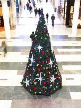 Christmas tree in shopping centre Stock Photos