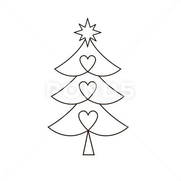Christmas tree silhouette with decorations. Stock Illustration