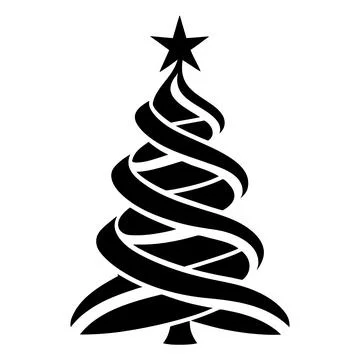 Christmas Tree Silhouette Festive Vector Illustration Stock Illustration