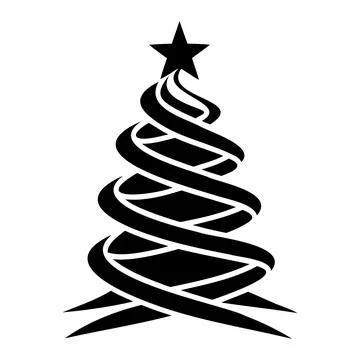 Christmas Tree Silhouette Festive Vector Illustration Illustrazione stock