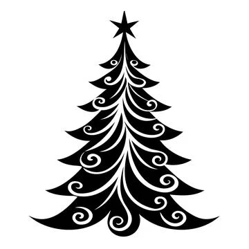 Christmas Tree Silhouette Festive Vector Illustration Stock Illustration