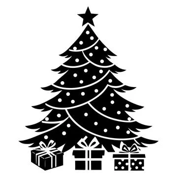 Christmas Tree Silhouette Festive Vector Illustration Illustrazione stock