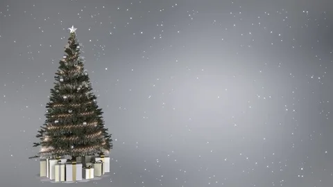 Christmas tree on silver background with copy space. Loop able Stock Footage 79957245