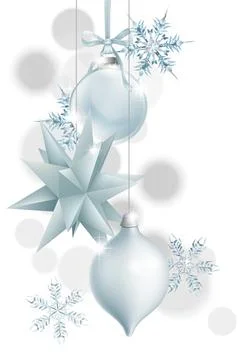Christmas Tree Silver Balls Bauble Decorations Stock Illustration