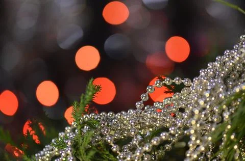 Christmas tree silver  decor 스톡 사진