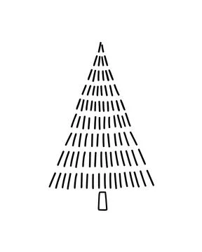 Christmas tree simple hand drawn outline doodle vector illustration for Illustrazione stock