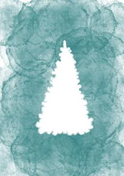 Christmas tree on the snow on blue background, digital illustration Stock Illustration