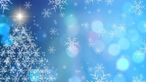 Christmas tree snow flake blue background Stock Illustration