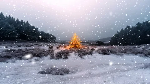 Christmas tree. Snow forest. Snowfall in the mountains. Falling snowflakes. Stock Footage 270835622