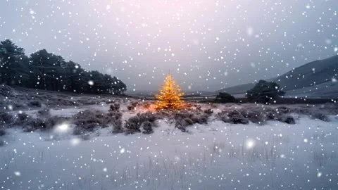 Christmas tree. Snow forest. Snowfall in the mountains. Falling snowflakes. Stock Footage 270835629