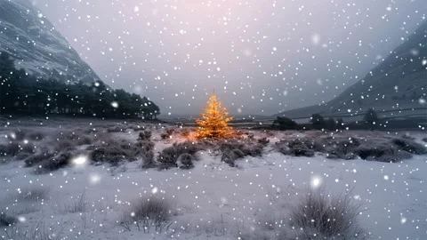 Christmas tree. Snow forest. Snowfall in the mountains. Falling snowflakes. Stock Footage 270836153