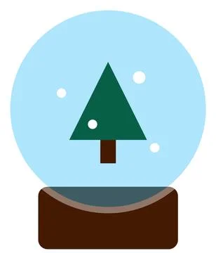 Christmas tree snow globe with falling snow, transparent background Stock Illustration